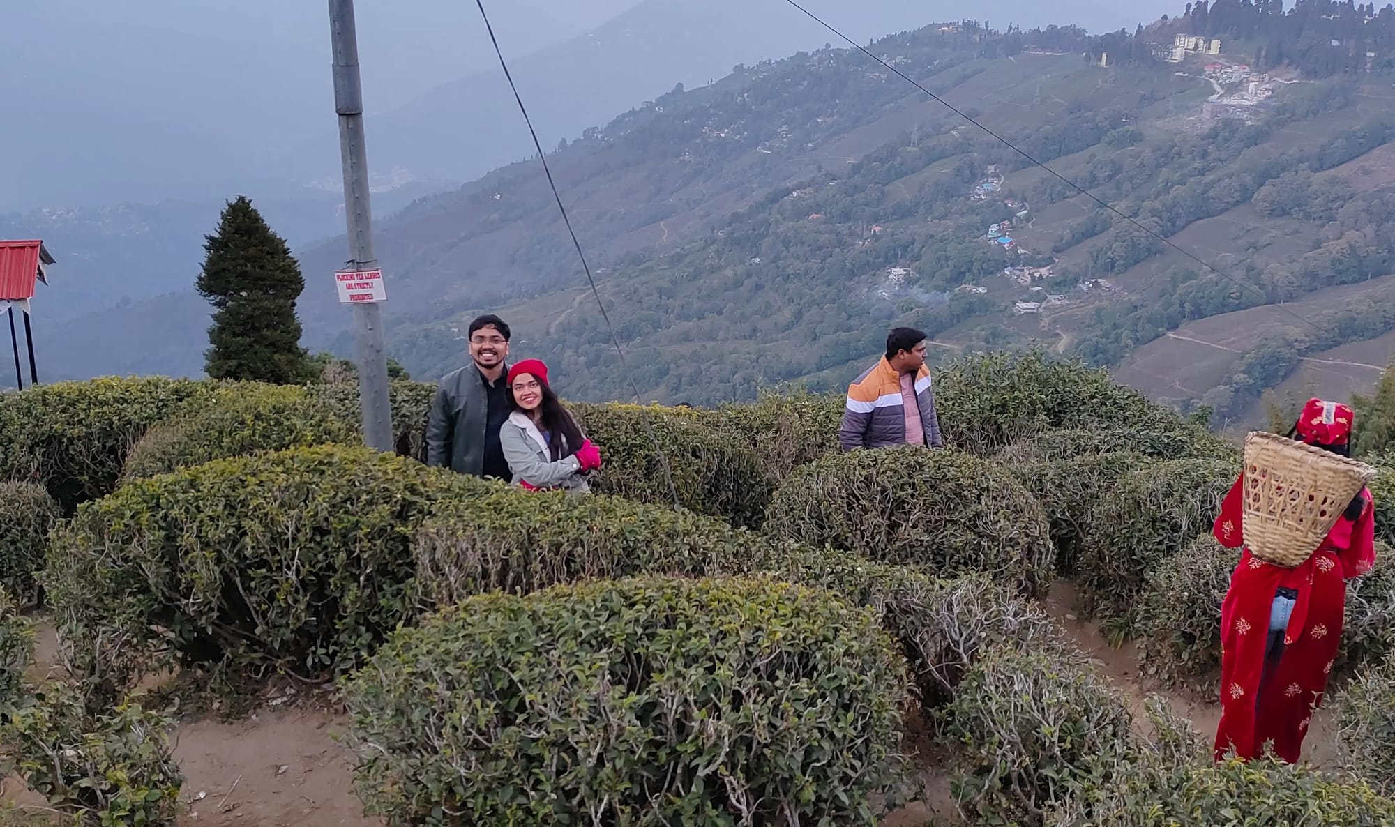 Amey and his wife exploring the tea gardens in Darjeeling