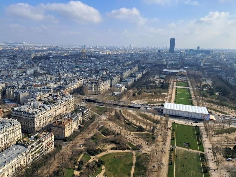 Paris city view from the Eiffel Tower summit