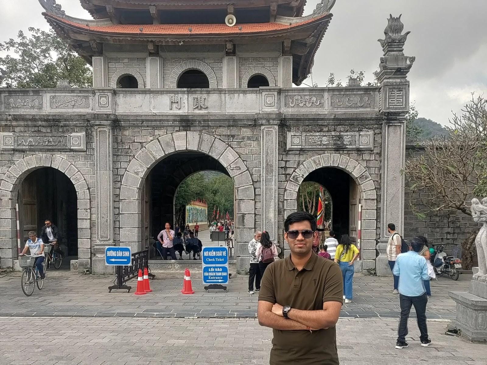 Vinayak at the East Gate of Hoa Lu Ancient Capital, Ninh Binh, on day two.