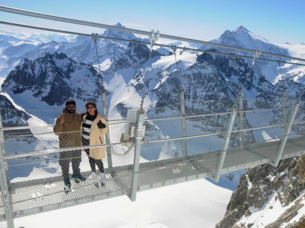 Shalini and Roopesh at the Zurich waterfront, April 2025